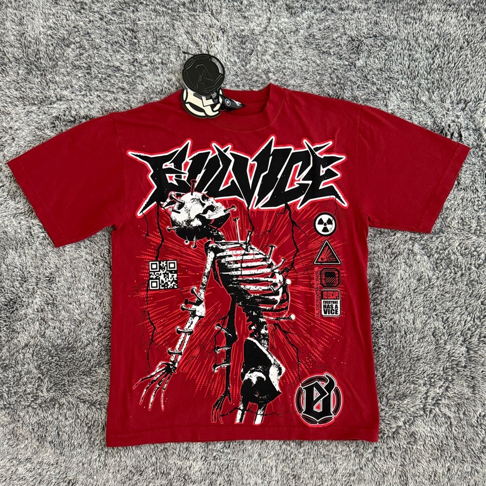 Men’s Evil Vice T-Shirt, Red, QR Scan Says “F Off”, NWT